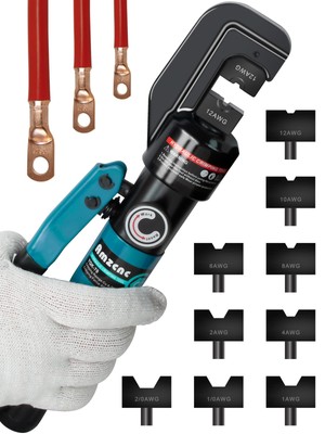 Hydraulic Crimping Tool with 9 Sets of American Standard Dies - Tool Kit Incl...