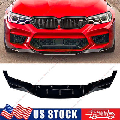 Gloss Black For BMW F90 M5 Competition 2018-20 R Style Front Bumper Lip Splitter