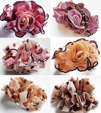 Luxus SCRUNCHIE Chiffon Perlen Rosen Haargummi Zopfgummi Haarband Gummiband