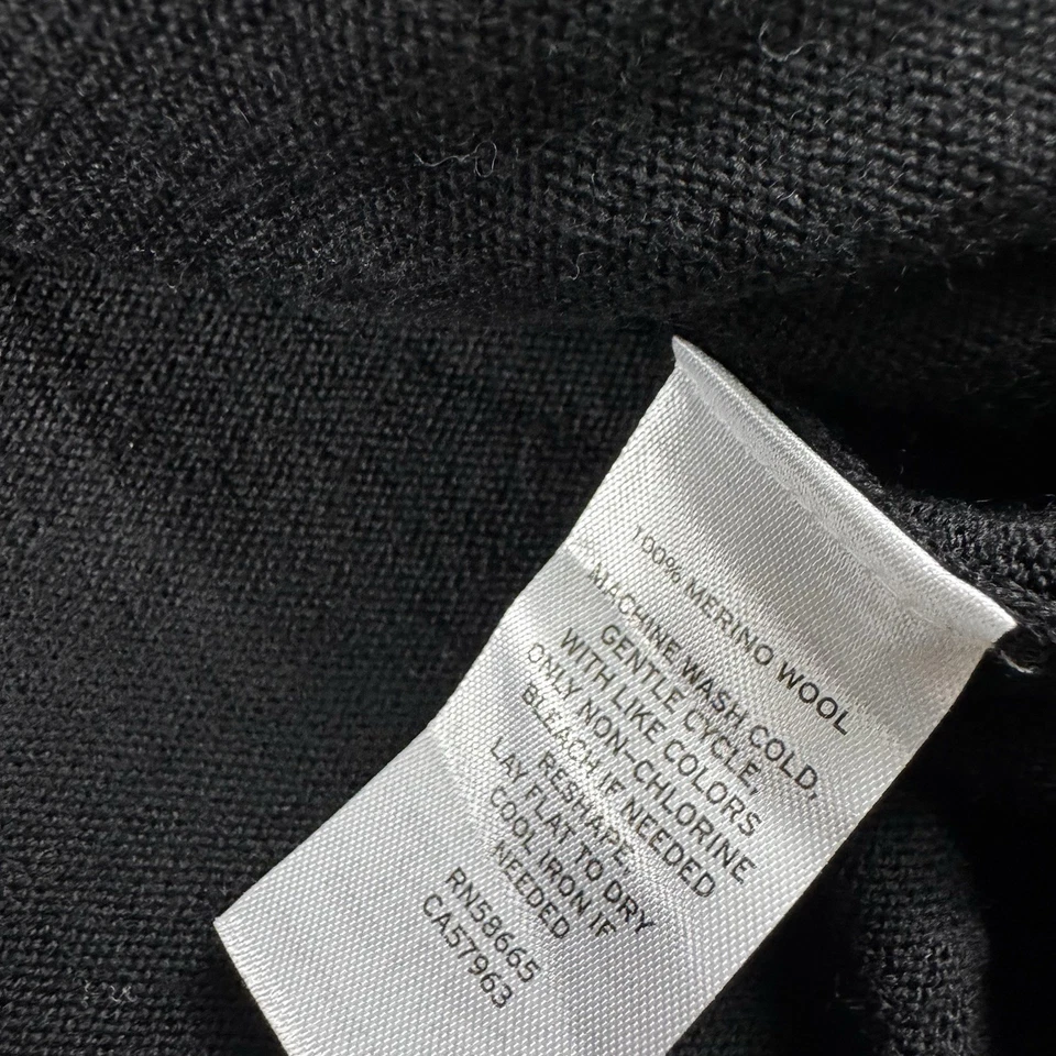 Nordstrom Black Pure Merino Wool 1/2 Zip Mens Pullover Sweater Size Large - Image 4 of 4