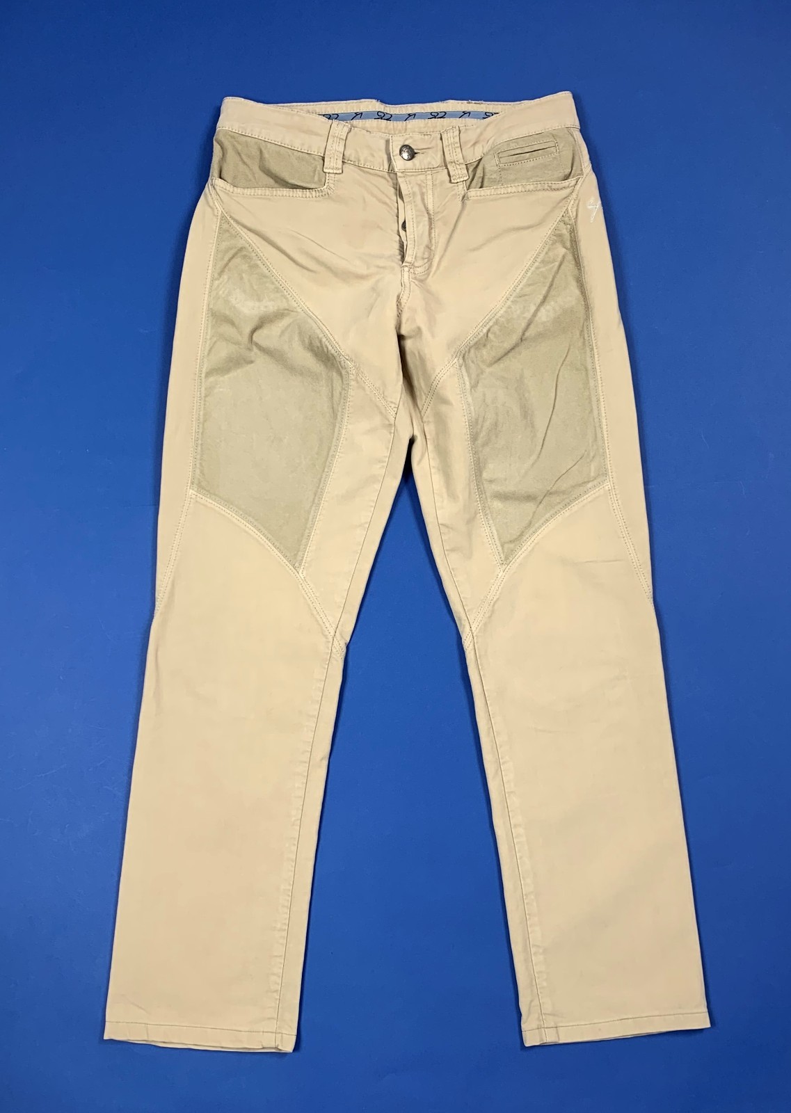 Carlo chionna 9.2 pantalone uomo usato W28 tg 42 beige slim trousers T7627