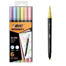 BIC Intensity 2 in 1 6 Count Pack of 1 , Pastel Dual Tip Felt Marker Pens
