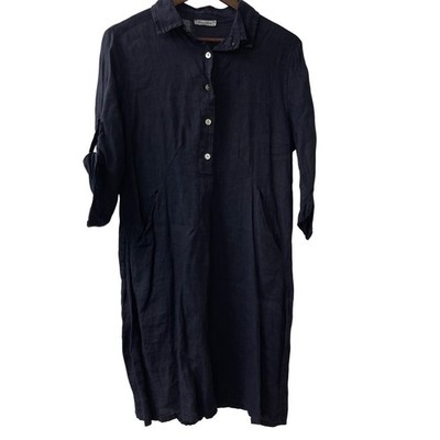 Elena Baldi Linen Dress Medium Blue Italy Sustainable Coastal Minimalist Luxury