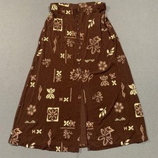 Briggs New York Vintage Brown Floral Button Front Maxi Skirt Medium Made in USA