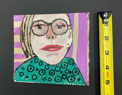 Portrait Painting Woman Bezzie Friend Pal Painterly Naive Outsider Art Miz Katie - Picture 2 of 13