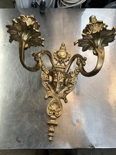 Antique Style Brass Ram’s Head Wall Sconce – Ornate Candle Stick Wall Light NOS