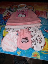 Hello Kitty Baby Girl 6 Piece Hats  Mittens Pink New with Tags