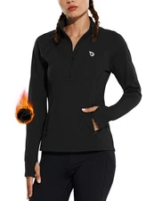 Women's Fleece Running Jacket Half-Zip Winter Thermal Cold Weather Sports Top