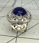 Big NOS Sterling Silver Natural Blue Lapis Lazuli Handcrafted Pendant — photo 4