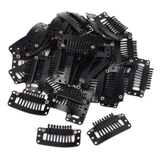 40 Pcs 32mm 9-Teeth Hair Extension Clips Wig Clips I-Shape Snap Hair Black
