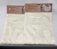 Floral Lace Table Runner 13" x 96" Polyester Lot of 2