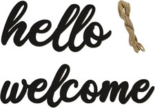 10 Pcs Black Wooden Hello  Welcome Sign Wooden Cutout Letter Hello Welcome Sign