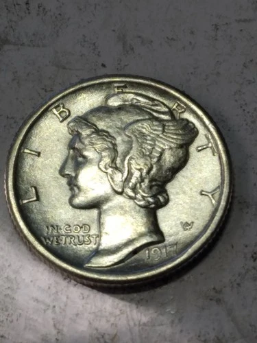 1917-P Mercury Dime Ch. BU Near Full Bands