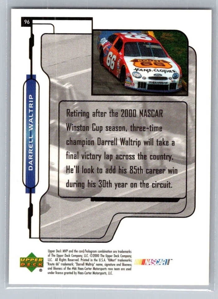 💎2000 Upper Deck MVP #96 Darrell Waltrip - Haas-Carter Motorsports💎 - Image 2 of 2