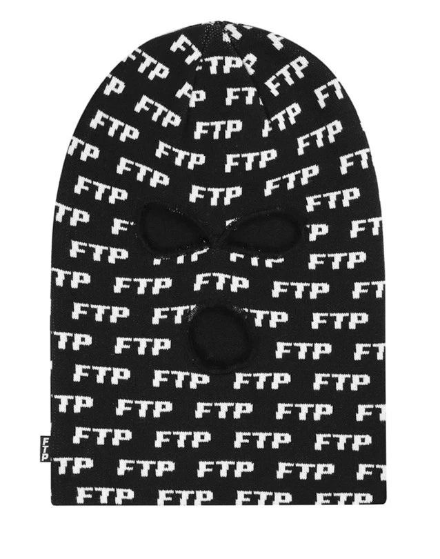FTP All Over Logo Ski Mask - Black - 2024