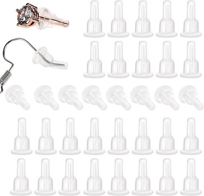 60 PCS Full-Cover Silicone Earring Backs for Studs, Clear