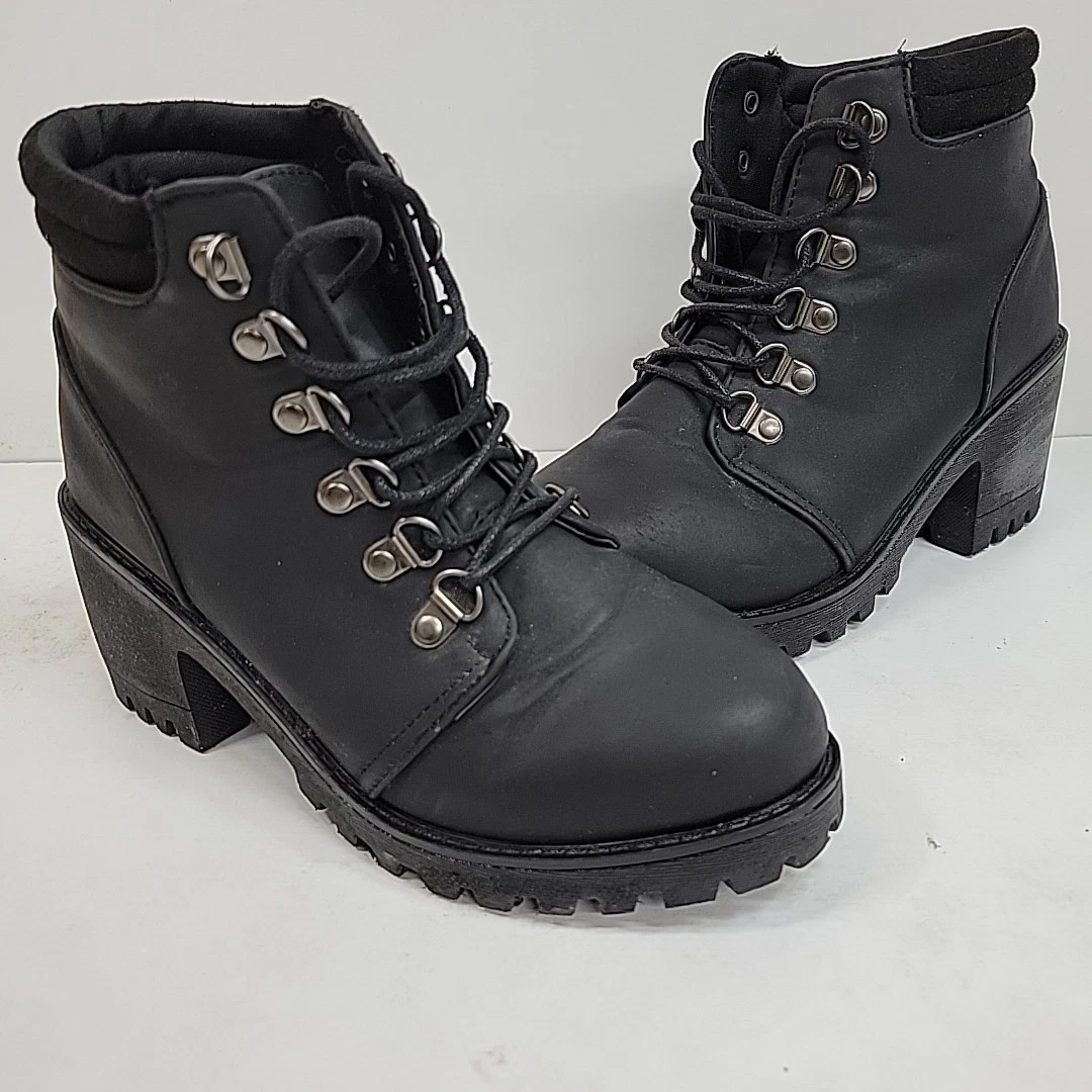 Bottes Combat En Cuir Noir Dirty Laundry - Taille 6.5 US Homme - Occasion