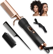 Hot Comb for Wigs Human Hair,Curling Iron with 12 Temp Settings Heating Up to 45