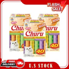 3 Pack Inaba Churu Creamy, Lickable Wet Cat Treats, 0.5 oz, 40 Tubes, Chicken