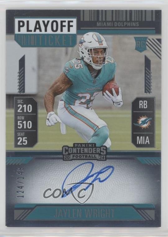 2024 Panini Contenders RPS Playoff Ticket /149 Jaylen Wright Rookie Auto RC 0m89