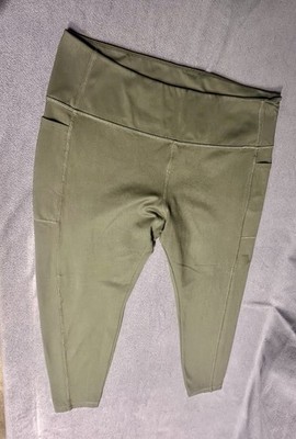 Danskin Pull-On Ankle Leggings Womens XXL Green Solid Pockets Stretch Athleisure