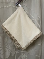 2022 Chick Pea Neutral Cream Tan Plush Ribbed Trim Lovey Baby Blanket 30" X 36"
