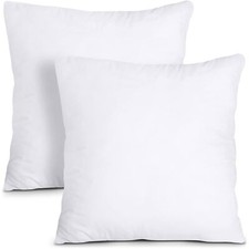 Bedding Throw Pillows Insert Pack of 2, White - 18 x 18 Inches - Indoor