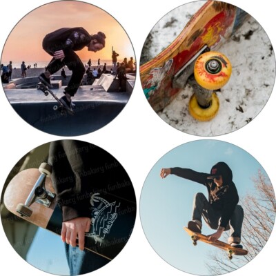 Skater essbar Tortenbild Aufleger Muffin Party Deko Geburtstag Skateboard neu