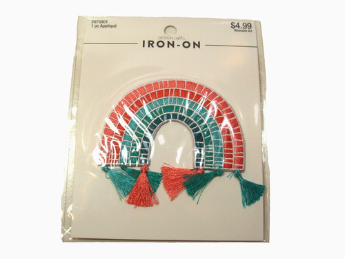 Rainbow Tassel Embroidered Iron on Patch Applique, Design Loft Brand, Bin 13 - Picture 5 of 6