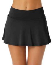 NWT Anne Cole Solid Soft Band Rock Swim Skirt Black Small ymr0526