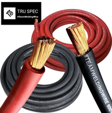 25' FT RED 25' FT BLACK 1/0 AWG Tru Spec OFC Copper Welding Battery cable Wire