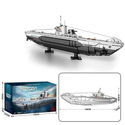 3987PCS U Shaped Submarine Building Blocks Undersea Ship Bricks With Base Xmas