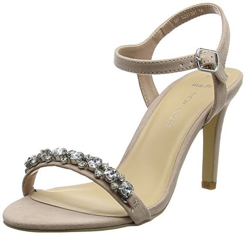 New Look Size 3 4 6 7 8 Wide Fit Nude Beige Diamante Barely There Sandals  Shoes | eBay