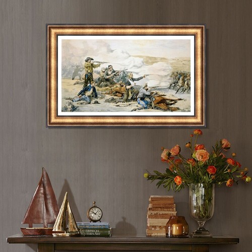 Arte enmarcado en lona estampado Giclee batalla de la isla de Beecher por Frederic Remington - Imagen 7 de 19