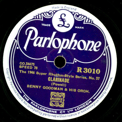 BENNY GOODMAN ORCH. Clarinade / SEXTET Oomph fah fah   Schellack 78rpm X3324