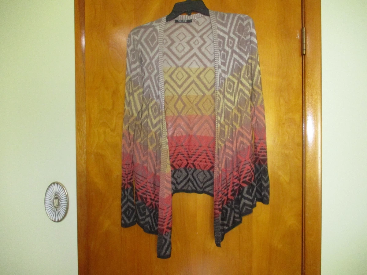 Nic Zoe Womens Lightweight Waterfall Cardigan Beige Multi