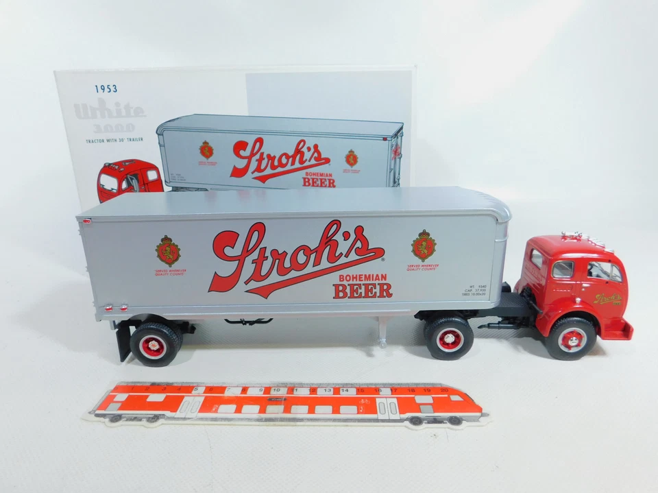 First Gear 1:34 19-1917 Camion Bianco 3000 1953 Birra Stroh, Mint Box #CA101-2 - Immagine 3 di 4