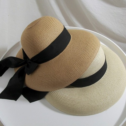 Vintage Straw Sun Hat Foldable Roll Up 