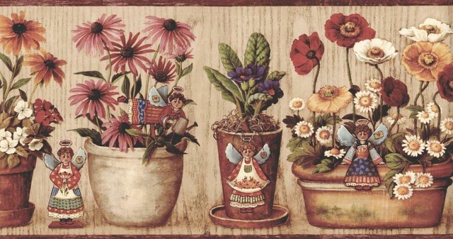 Gardening Angels Flowers Wallpaper Border Bp007181b For Sale Online Ebay