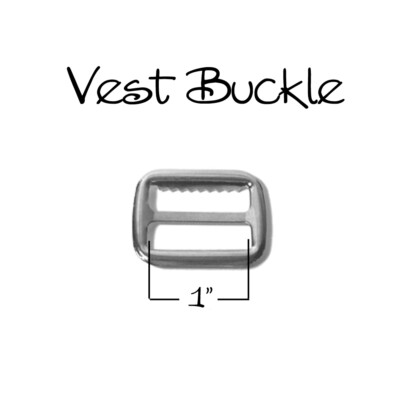 25 - 1'' Vest Buckle with Teeth / Adjustable Suspender Slide - Nickel Plated 