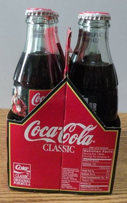 1996 Coca-Cola Coke Classic Christmas edition Bottles set of 6