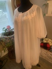 VTG Pink Chiffon  Lace 2pc Babydoll Nightgown Peignoir Robe Set SZ Small 10-12