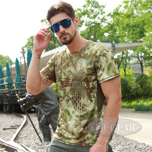 IDOGEAR Tactical Shirt Short Sleeve Camo Gear Round Collar Anti-UV Perspiration - Picture 3 of 17