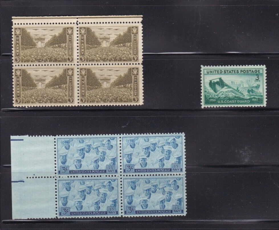 US Stamp Blocks 934935; Single 936 Army Navy Coast Guard 3 Cent