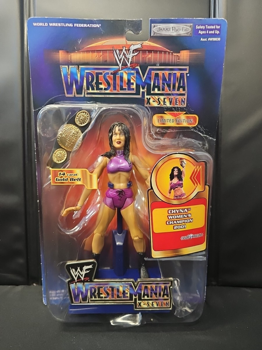 Chyna WWF WWE WrestleMania X-Seven 17 Figure W/ Gold Belt Jakks