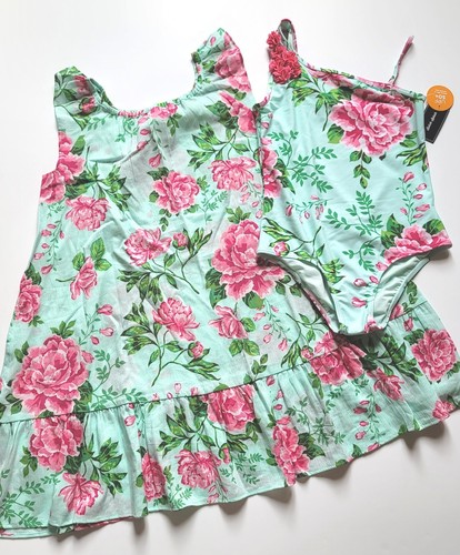 Gymboree Sz 7 Splish Splash Swimsuit Cover Up Set Green Floral NWT Swim Swimwear - Picture 2 of 3