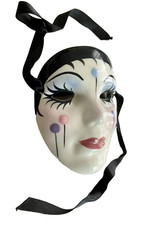 VINTAGE CERAMIC FANCY FACE NEW ORLEANS MASK MARDI GRAS CARNIVAL MASK SIGNED PAT
