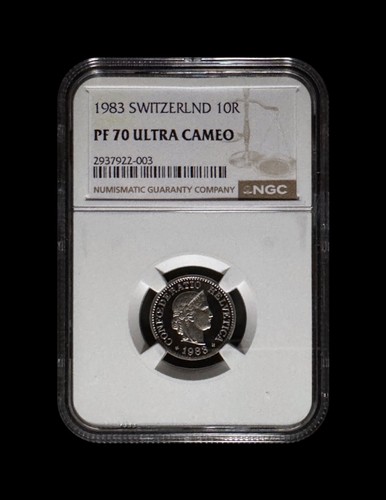 SWITZERLAND. 1983, 10 Rappen - NGC PF70 - Top Pop🥇 Libertas, Alpine Rose RARE - Picture 2 of 5
