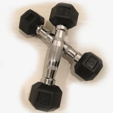 BRAND NEW 3LB PAIR OF RUBBER COATED HEX DUMBBELLS WEIGHTS FOR COMMERCIAL GYM