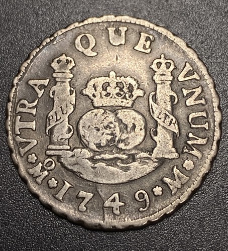 Rare 1749 Mexico 2 Reale Milled Colony Pillars King US Silver Legal Tender Coin - Picture 7 of 10